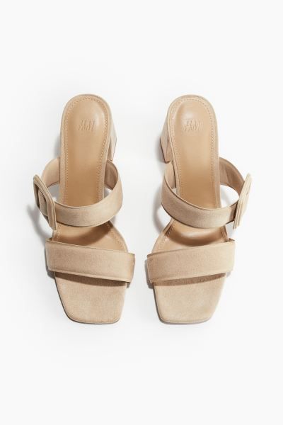 Buckle-detail Heeled Sandals - Beige - Ladies | H&M US | H&M (US + CA)