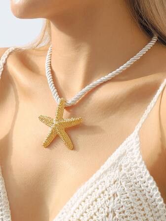 1pc Boho Starfish Charm Necklace For Women For Daily Decoration | SHEIN