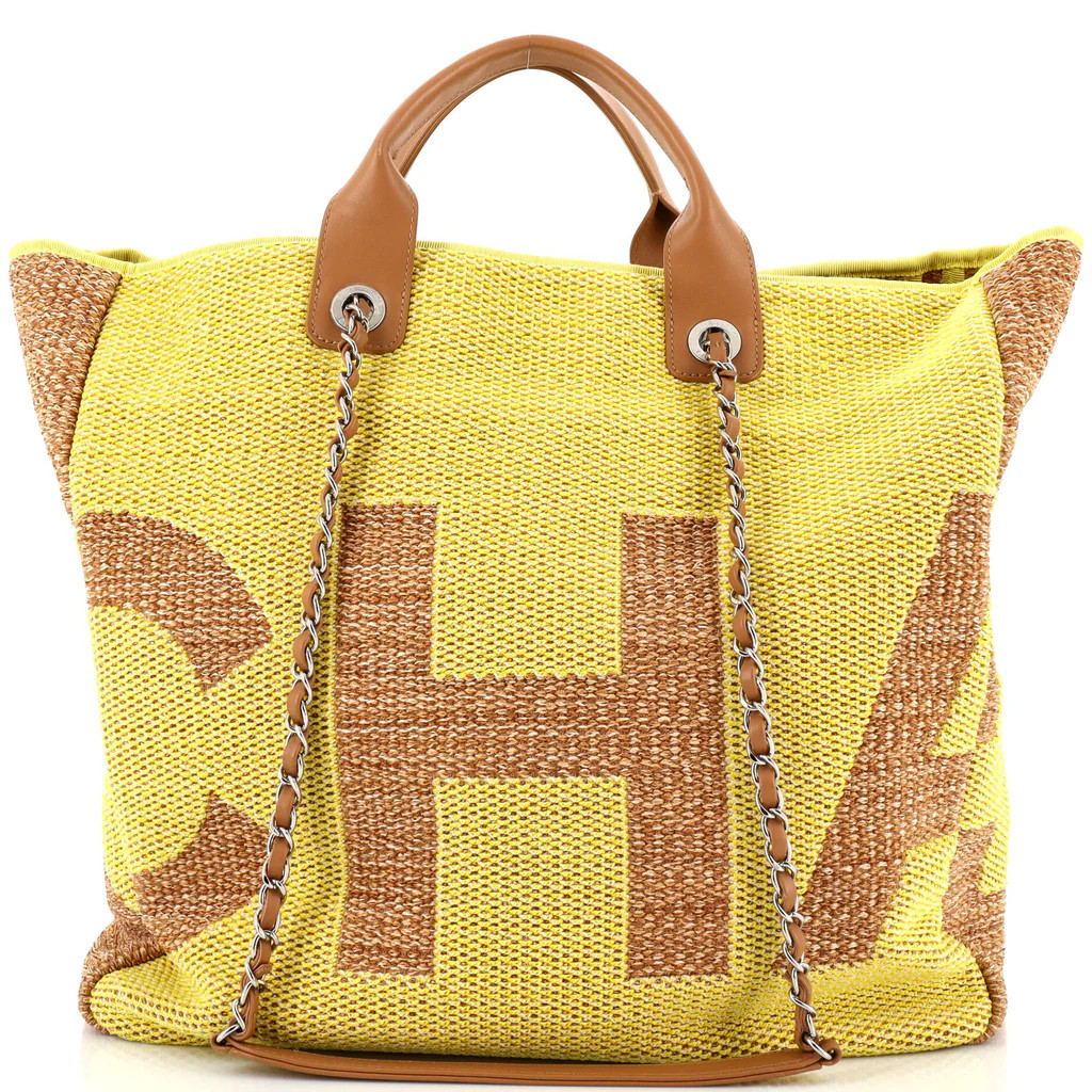 Deauville Logo Shopping Tote Printed Raffia Large | Rebag