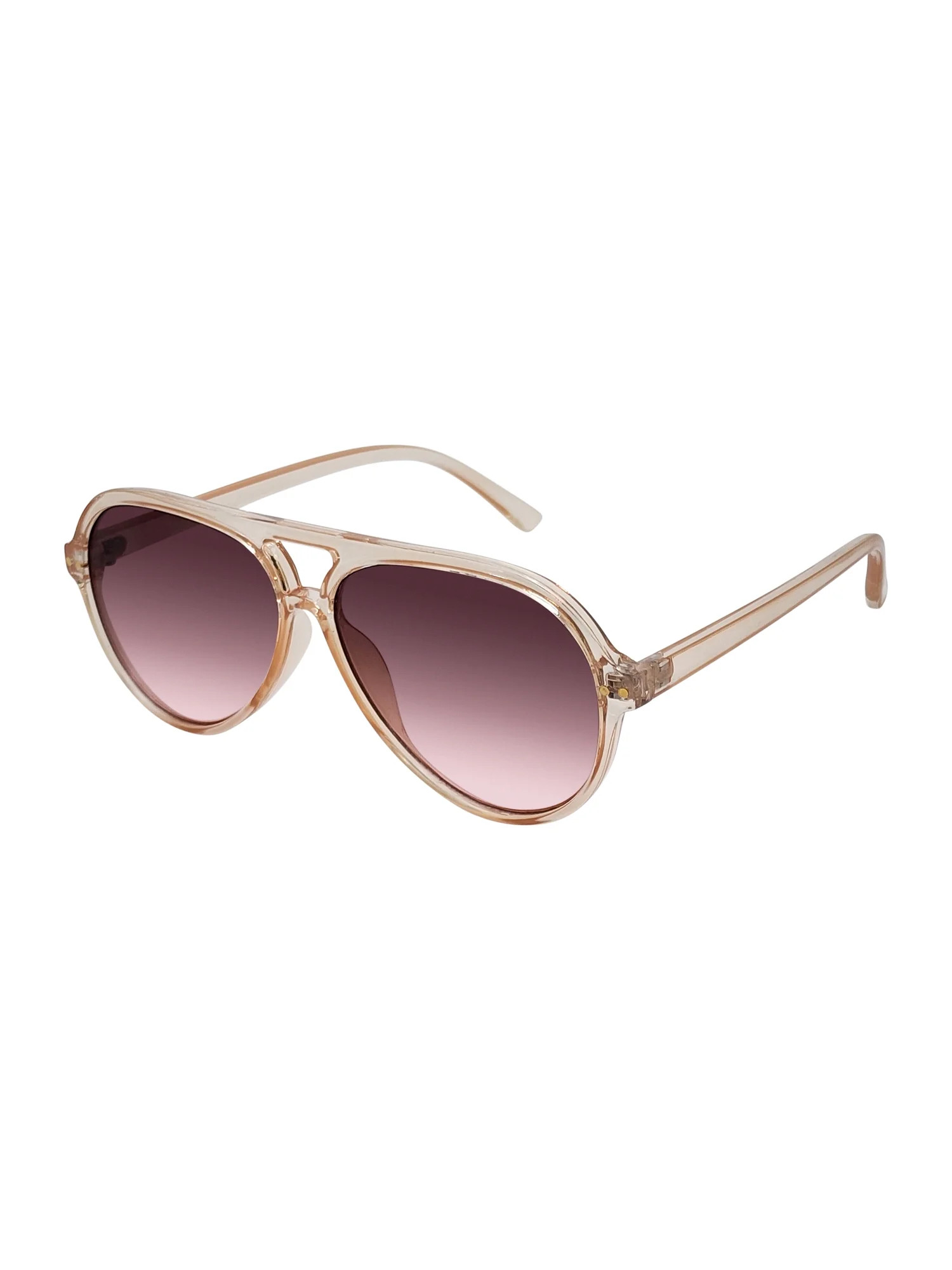 Womens Plastic Aviator Full Rim Sunglasses with Brown Frames and Brown Lenses | Walmart (US)