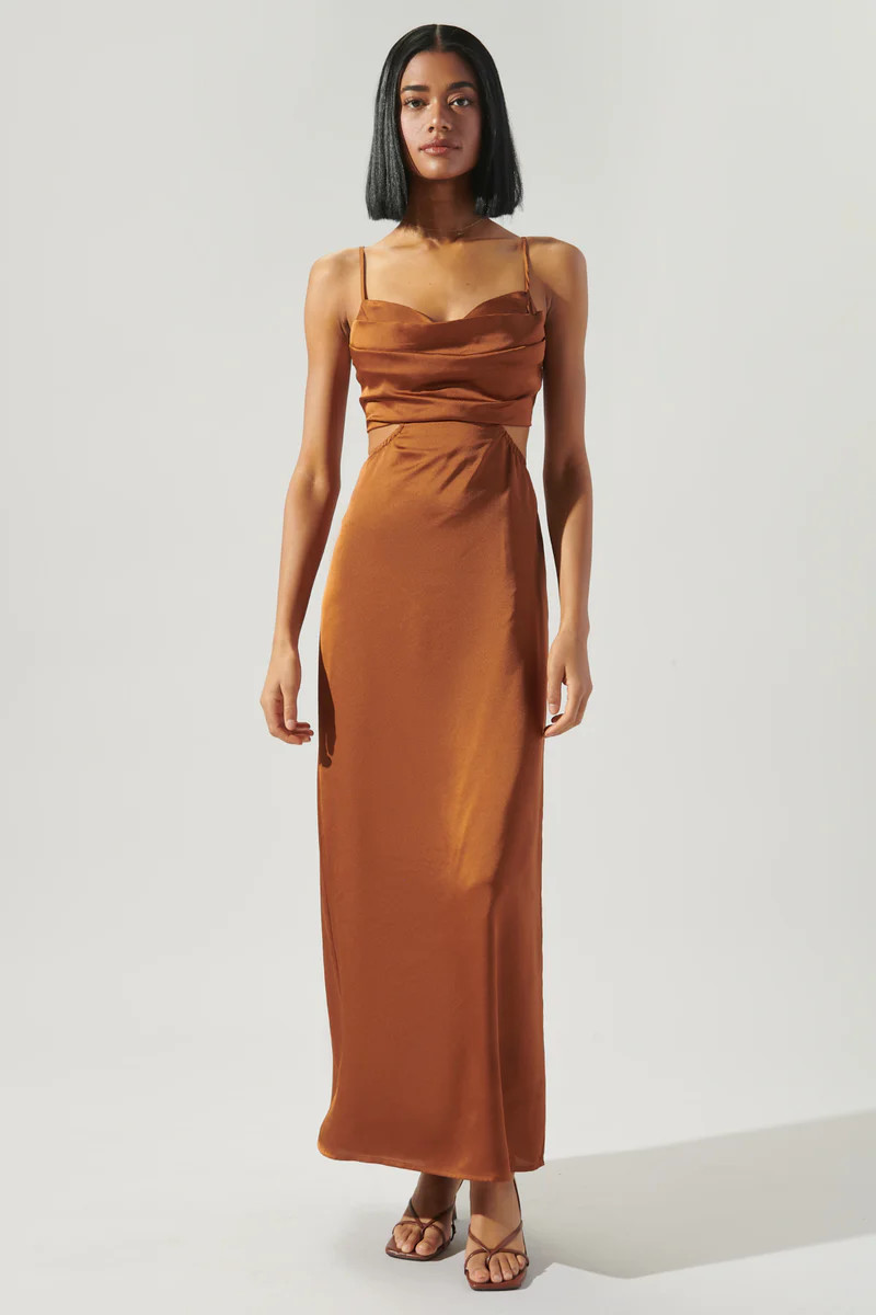 Marva Cowl Neck Cutout Midi Dress | Sugarlips