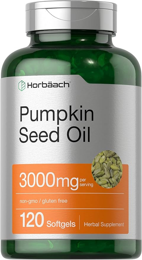 Horbäach Pumpkin Seed Oil | 3000mg | 120 Softgel Capsules | Cold Pressed Dietary Supplement | No... | Amazon (US)