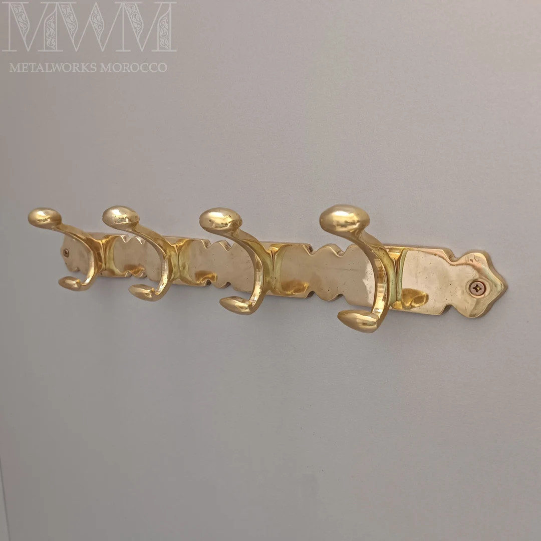 Unlacquered Brass Coat Rack Handmade Wall Coat Hooks - Etsy Pakistan | Etsy (US)