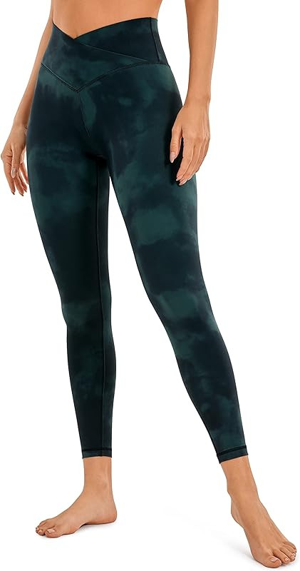 CRZ YOGA Womens Butterluxe Cross Waist Workout Leggings 25 Inches - V Crossover High Waisted Gym ... | Amazon (US)