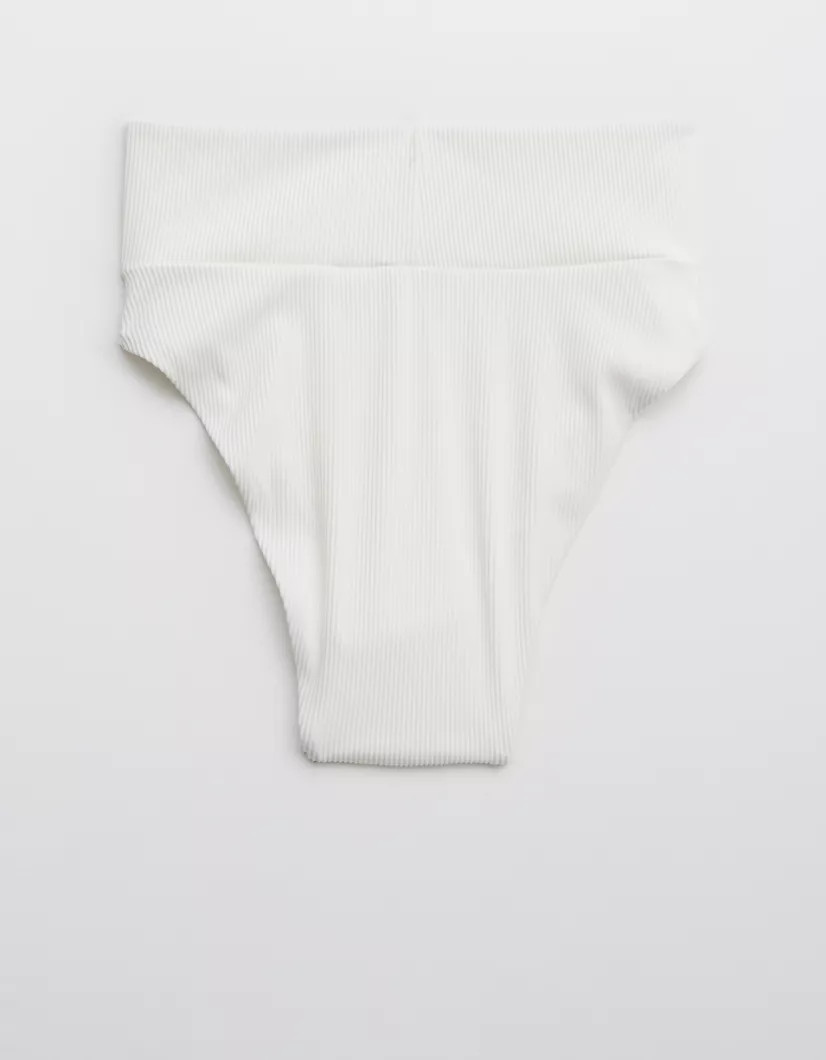 Aerie Ribbed High Cut Cheeky Bikini Bottom | American Eagle Outfitters (US & CA)