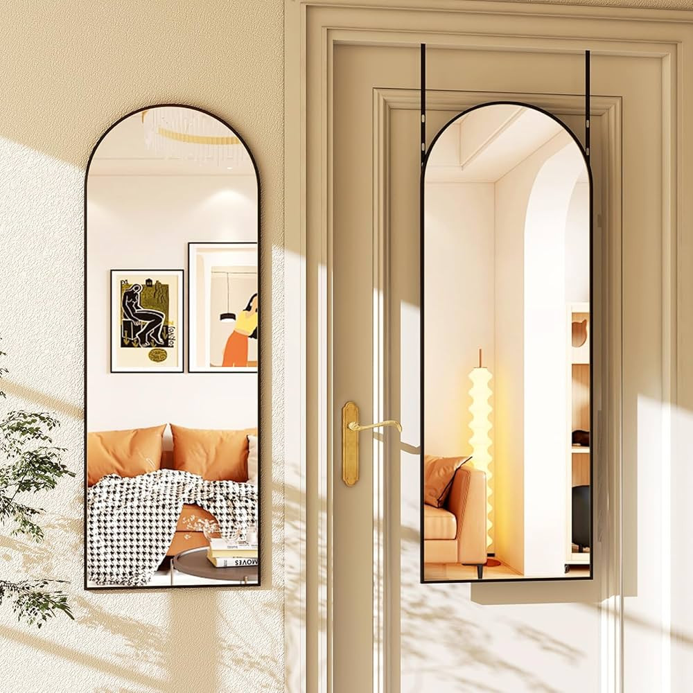 48"x14" Arched Full-Length Mirror - Over-The-Door or Wall Mounted Hanging Mirror, Full Body Mirro... | Amazon (US)