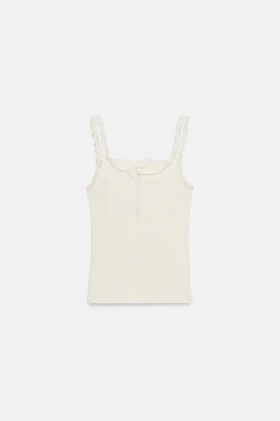 LACE HENLEY TOP | Zara US