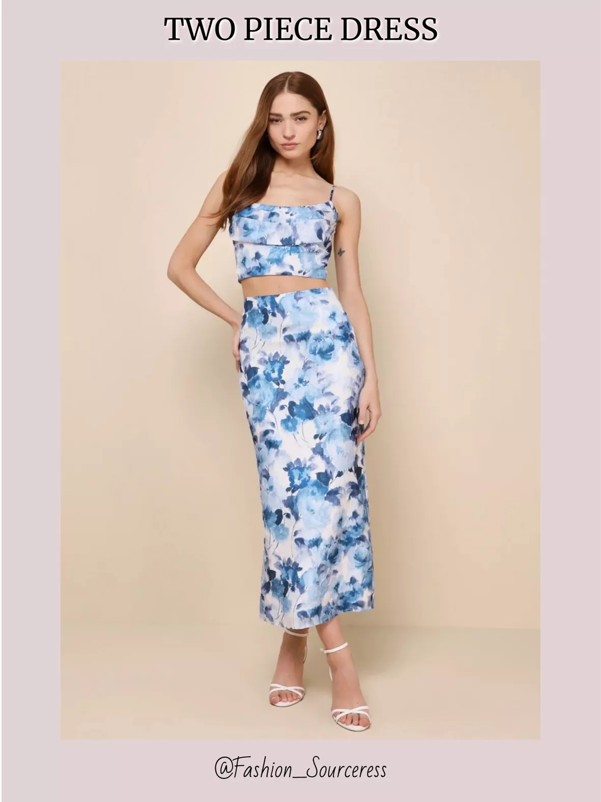 Two Piece Floral Cocktail Party Dress Two Piece Floral Cocktail Party Dress