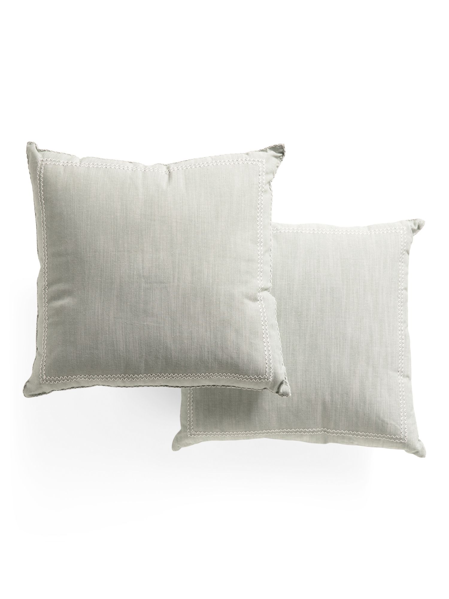 20x20 Set Of 2 Chambray Pillows With Embroidered Border | TJ Maxx