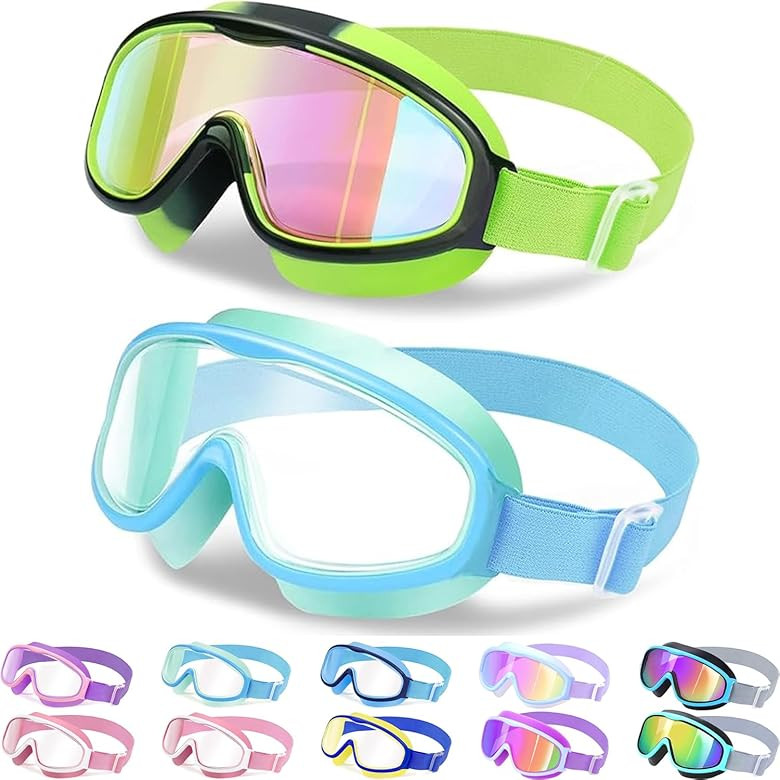 Vvinca Kids Goggles with Comfort Fabric Strap, Kids Swim Goggles Wide View Anti-Fog/UV No Leaking... | Amazon (US)