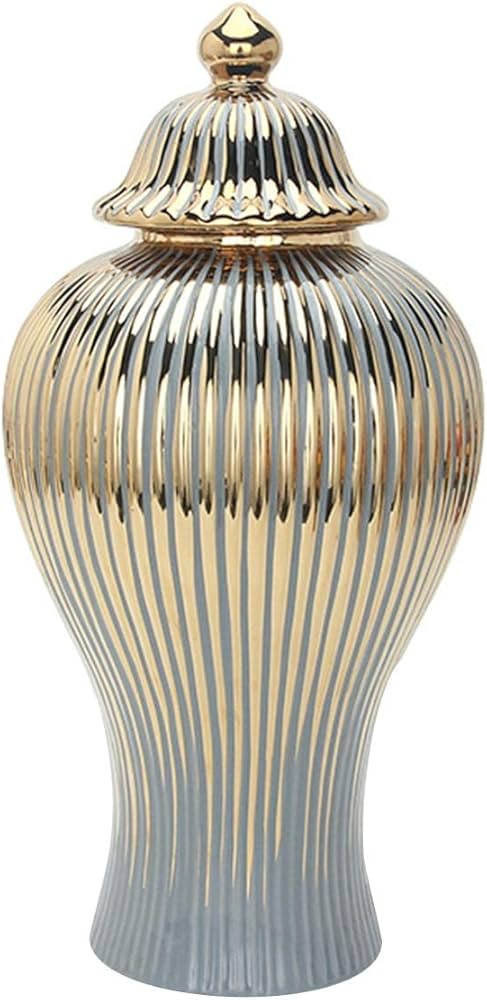 WeiLaiKeQi Modern Ceramic Ginger Jar Porcelain Storage Jar with Lid Table Centerpiece Ornament Fl... | Amazon (US)