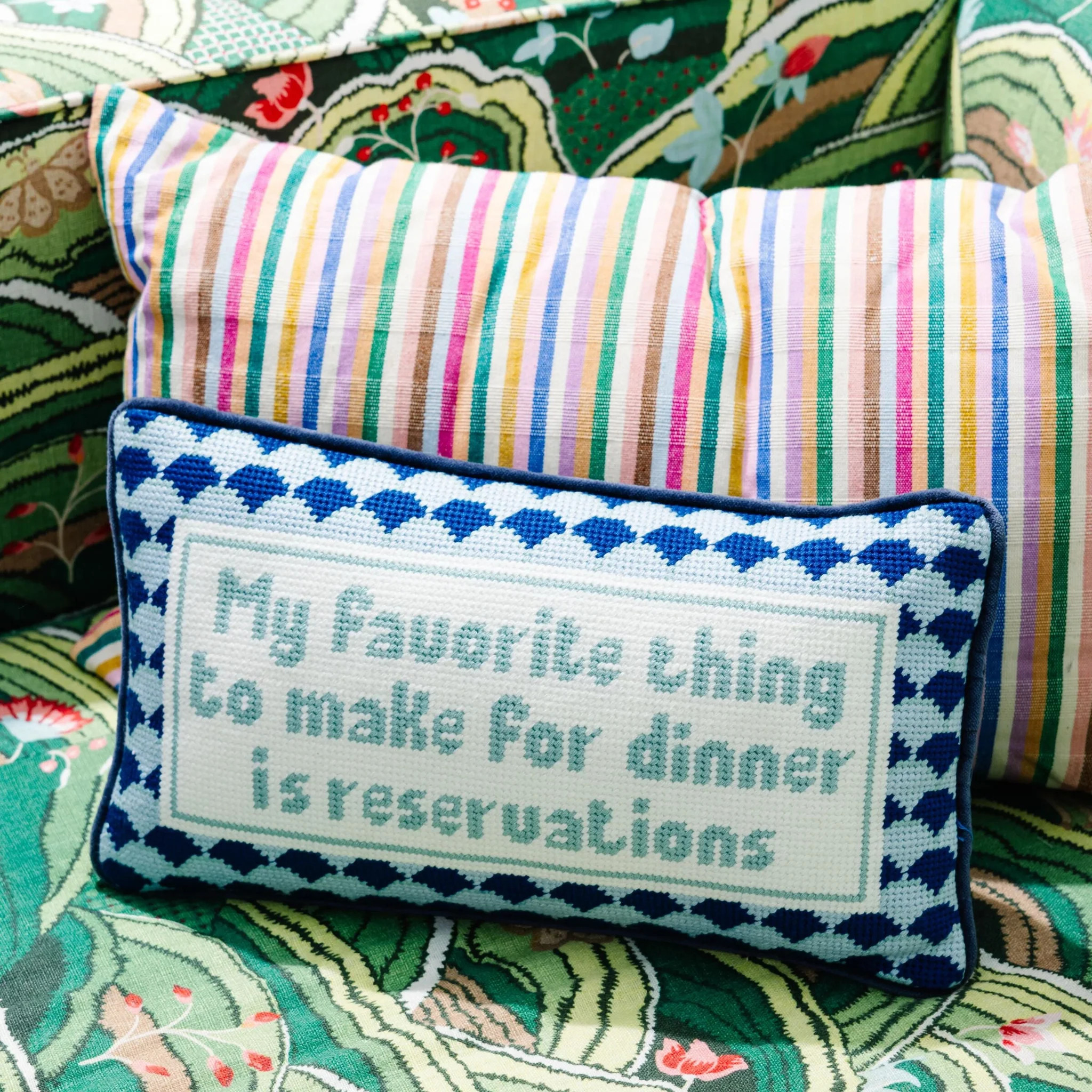 Reservations Needlepoint Pillow | Furbish Studio