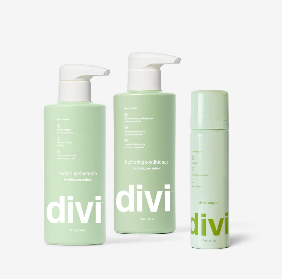 Hydrate & Refresh Trio | Hydrating Shampoo & Conditioner & Travel-Sized Dry Shampoo | Divi Official