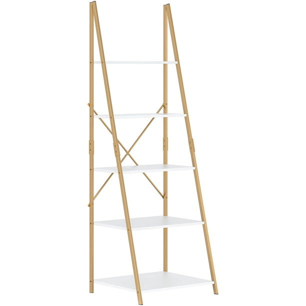 Homfa Ladder Shelf, 5 Tier Modern Bookcase, Multifunctional Bookshelf Storage Rack, Plant Flower ... | Walmart (US)