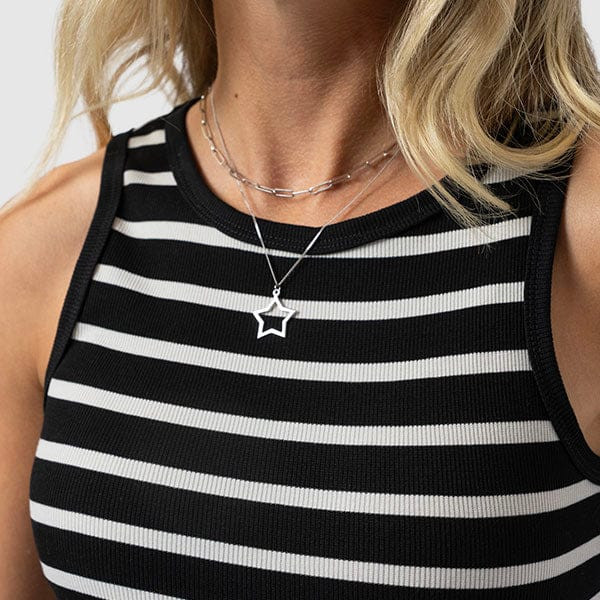 Nova Racer Vest - Black & White Stripe | Saint + Sofia