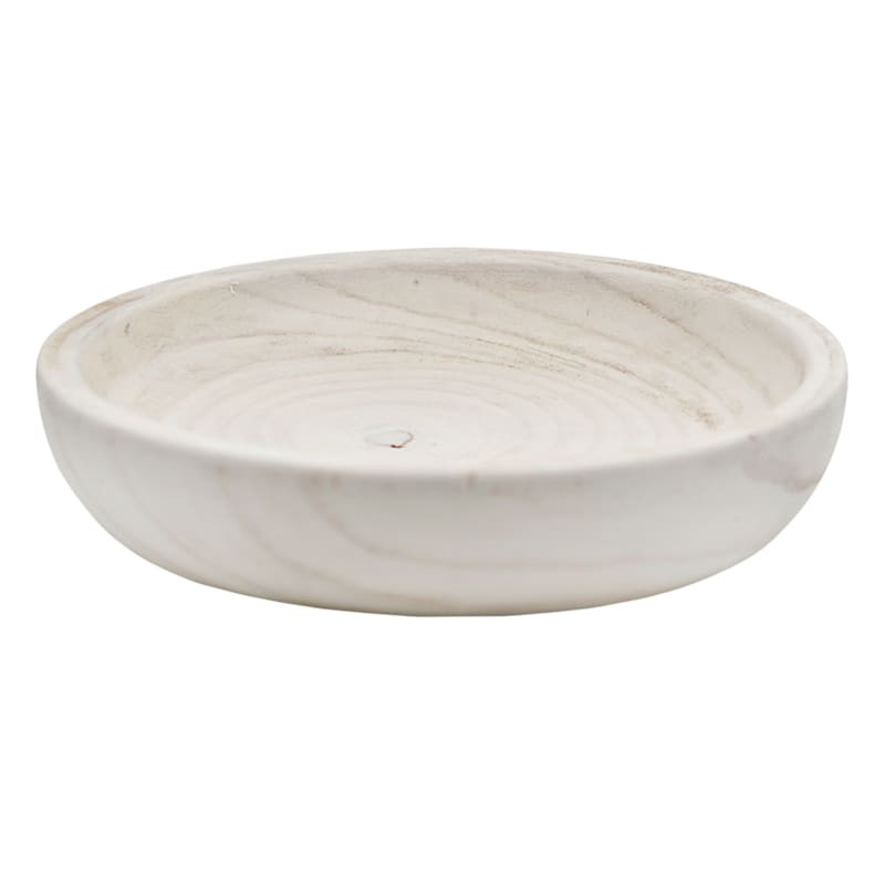 Bleached Wood Round Decorative Tray, 16" | At Home