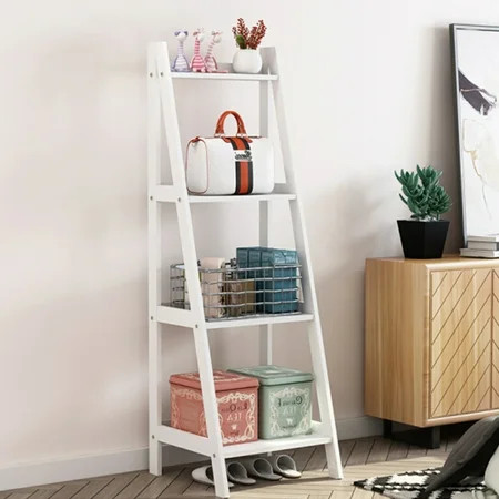 AUGIENB 4 Tier Wooden Ladder Shelf Storage Rack Shelf Bookcase Book Plant Stand Display, 17.71"" x 1 | Walmart (US)