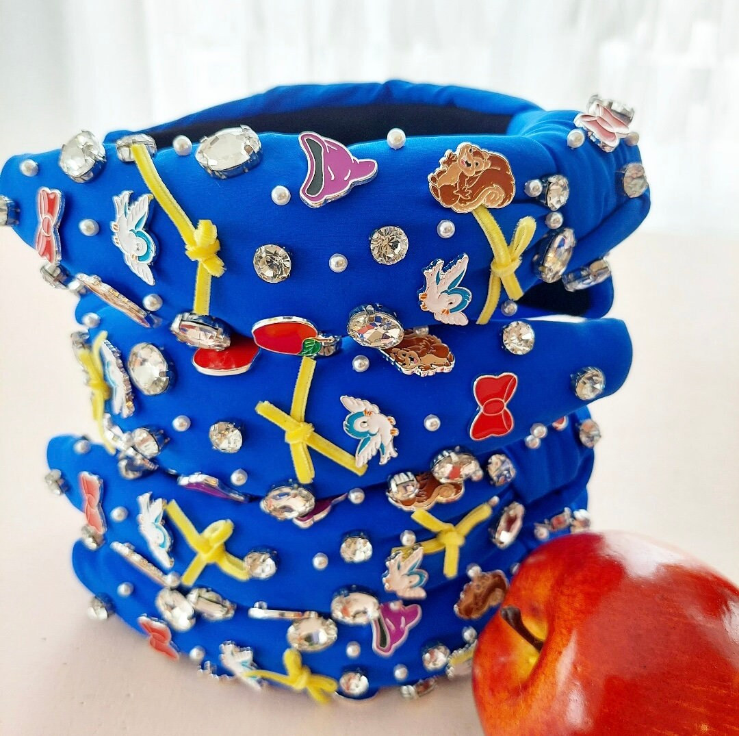 Royal Blue Neoprene Princess Rhinestone Glass Crystal Rhinestone Womens Knotted Headband Cottage ... | Etsy (US)