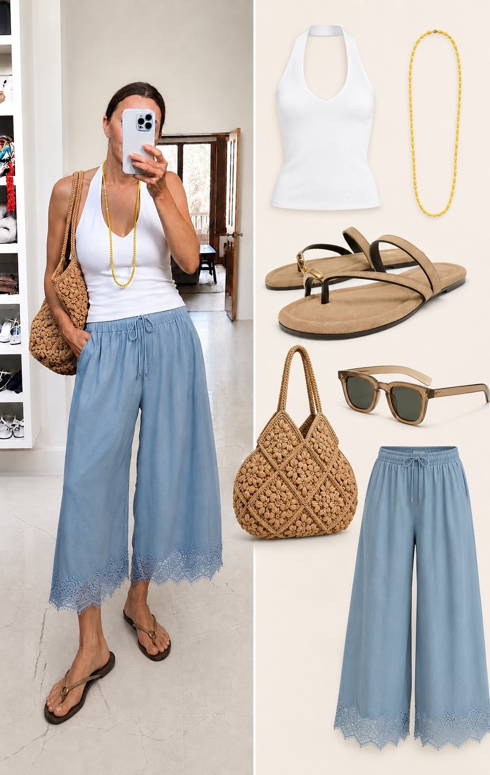 These Amazon pants are so good. They come in a ton of colors! ￼ my sandals are old, but I linked similar