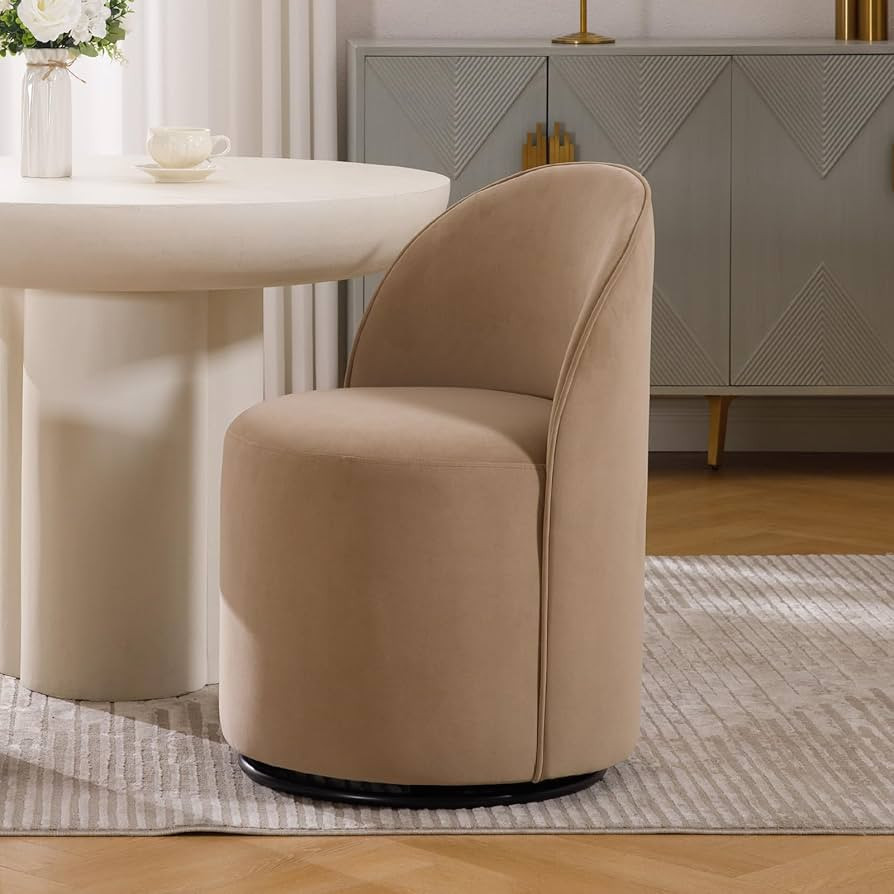 Guyou Modern Swivel Barrel Dining Chair, Velvet Upholstered Round Accent Chair, 360 Degree Swivel... | Amazon (US)