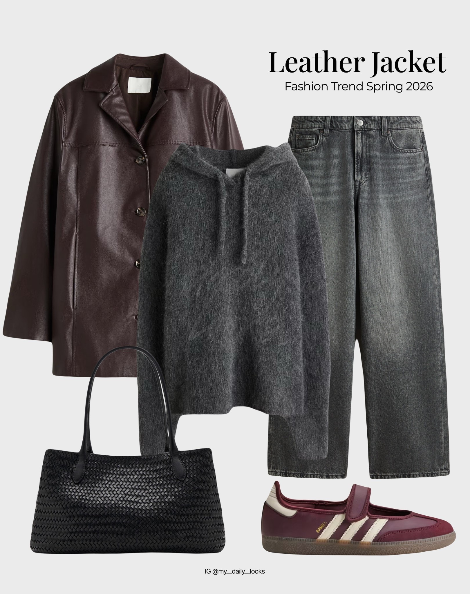 The Leather Jacket Edit 🖤 

Tags: spring outfits, leather jacket looks, spring jacket, leather jacket season, 2026 trends, workwear, H&M new-in, Mango new-in, easy styling, simple everyday look, chic & basic outfit, Parisian look, casual outfit, capsule wardrobe, office look, high street, grey mohair jumper.

#LTKFashionMonth #LTKstyletip, #LTKSpring


#LTKootd #LTKgrwm #LTKspring