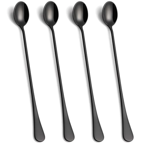 Lovingly Yours 9.5-Inch Long Handle Spoon, Ice Tea Spoons, Ice Cream Spoon, Stainless Steel Stirring Spoons, Set of 4, Black, 9.5InSpoon4Black | Amazon (US)