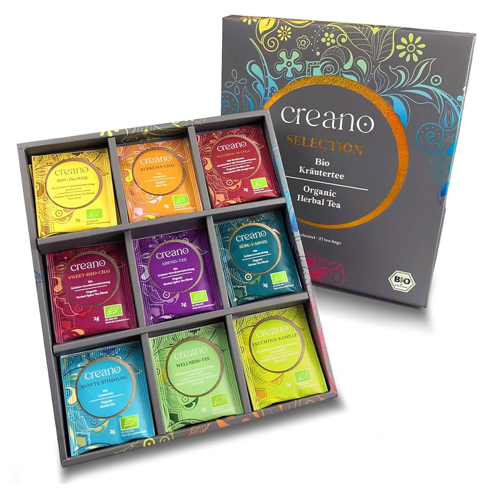 Creano Organic Herbal Tea Sampler Gift Set - Tea Gift Box - 27 Organic Tea Bags in 9 Different Va... | Amazon (US)