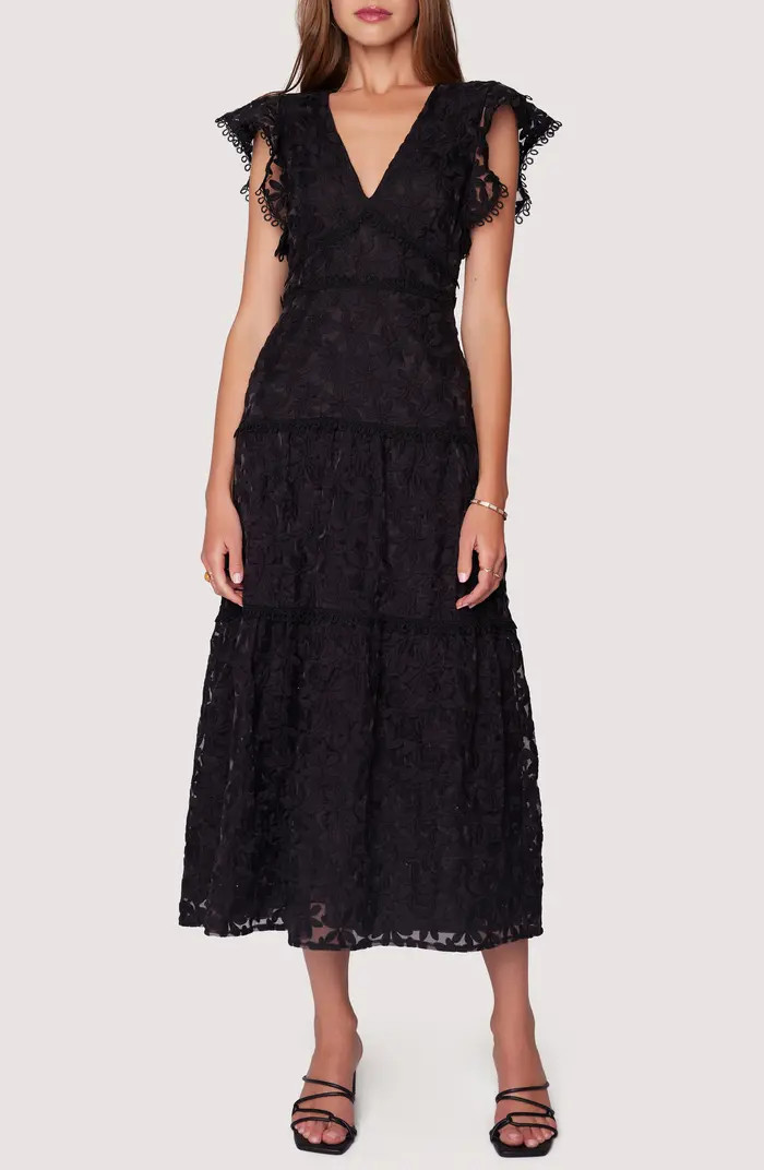 Madonna Blossom Flutter Sleeve Organza Midi Dress | Nordstrom