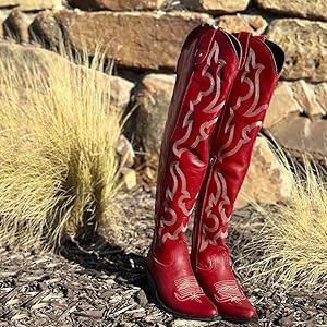Gradinery Womens White Cowgirl Boots Fashion Over the Knee Boots With Classic Embroidery Chunky H... | Amazon (US)