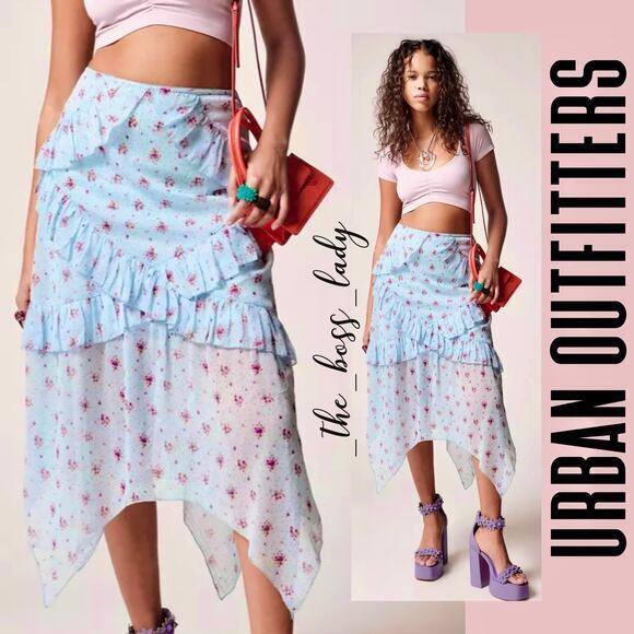 UO Urban Outfitters skirt ruffle tiered floral tulle spring summer | Poshmark