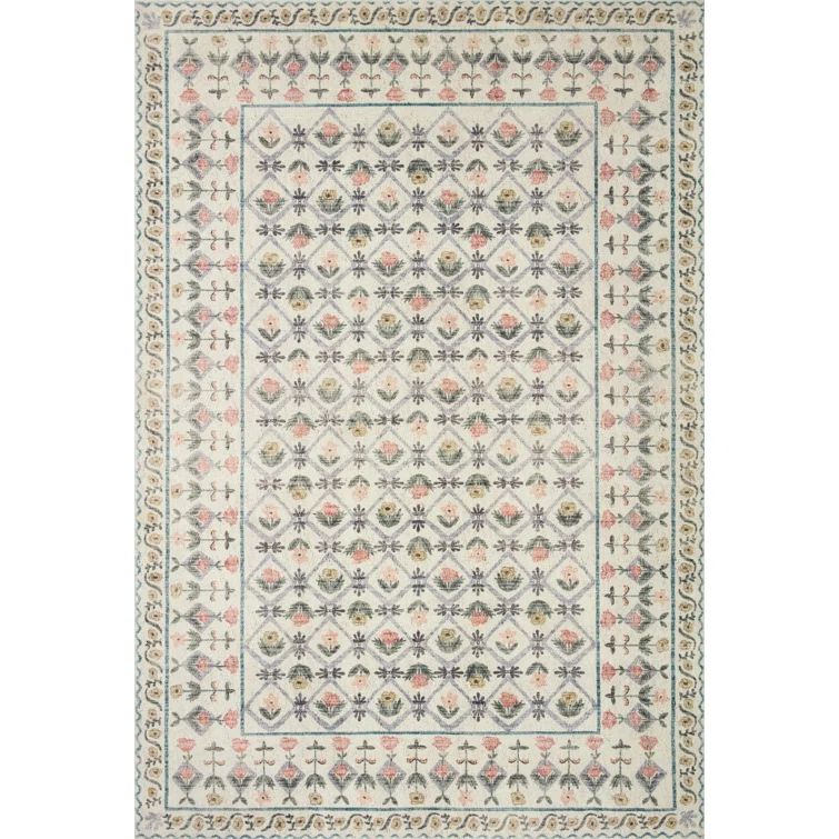 Rifle Paper Co. x Loloi Eden EDE-03 Lattice Ivory Rug feat. CloudPile | Wayfair North America