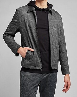 Gray Houndstooth Soft Harrington Jacket | Express