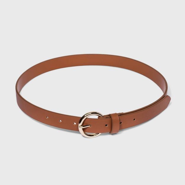 Women's Round Buckle Belt - A New Day™ Papaya | Target