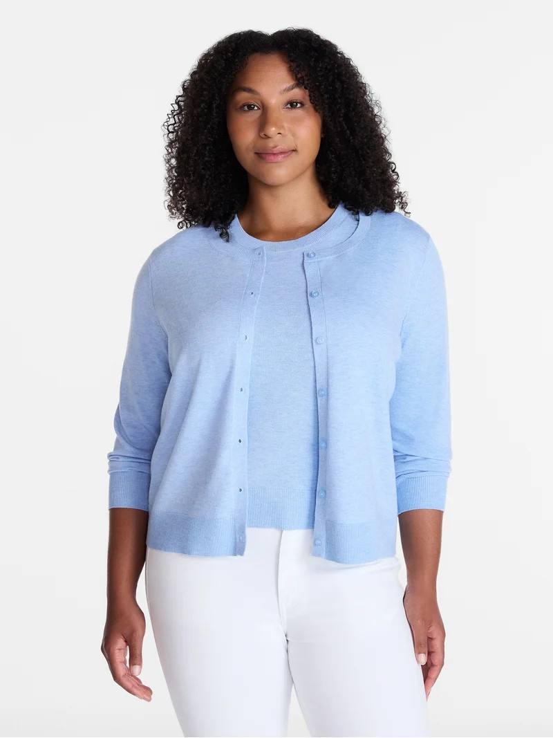 Time And Tru Women's Fine Gauge Cardigan Sweater, Lightweight, Sizes XS-XXXL | Walmart (US)