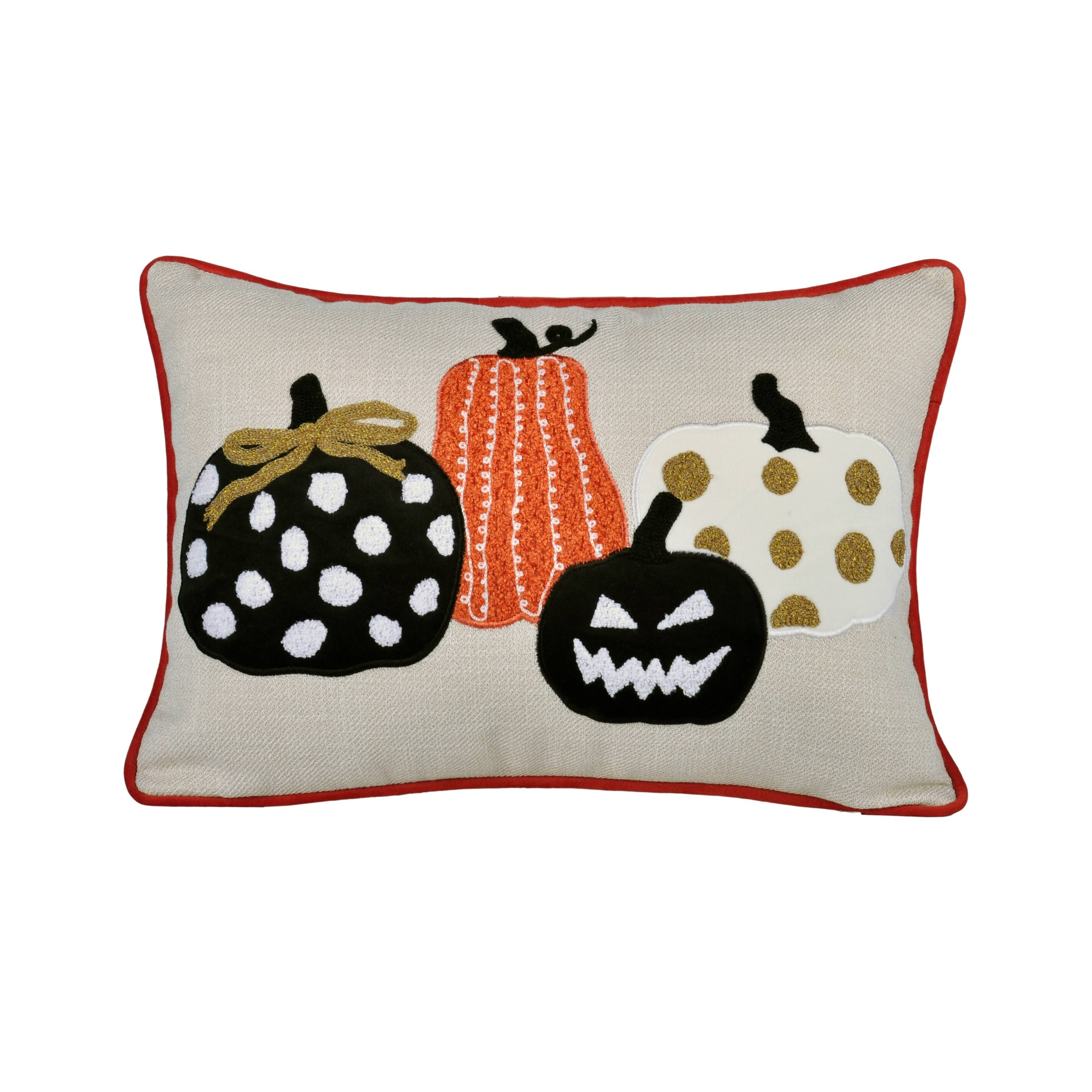Pumpkin Jack O'lantern Halloween Linen Polyester 14"x 20" Rectangular Throw Pillow with Insert | Bed Bath & Beyond