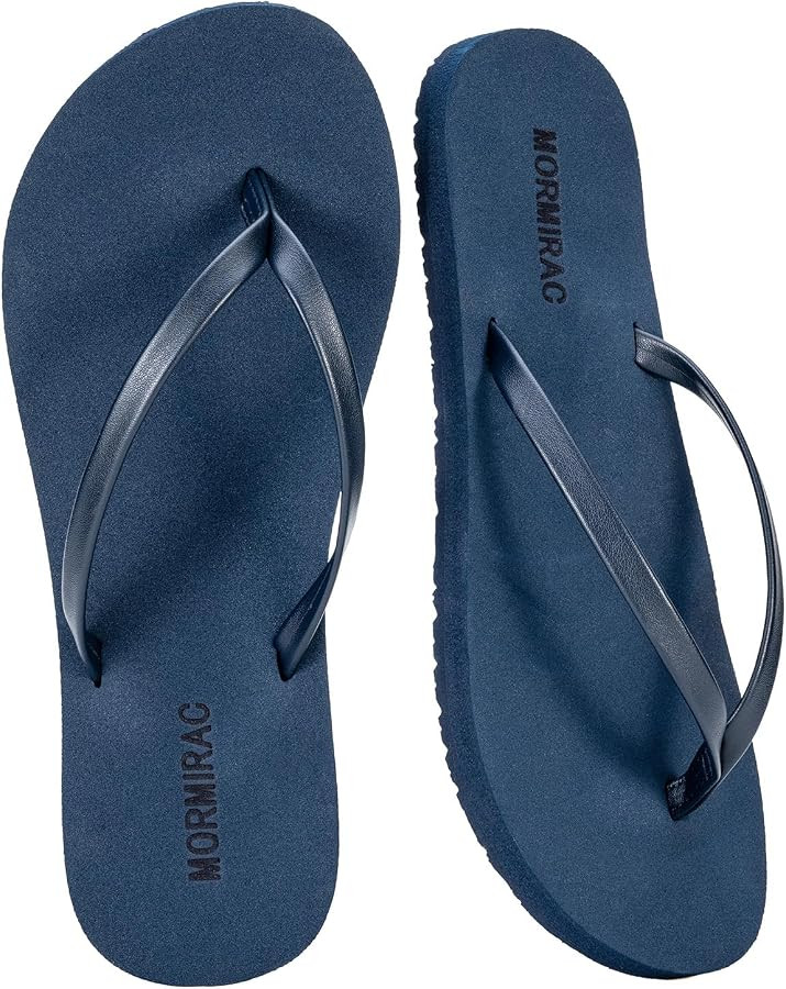 Womens Slim Leather Flip Flops Beach Thong Sandals | Amazon (US)