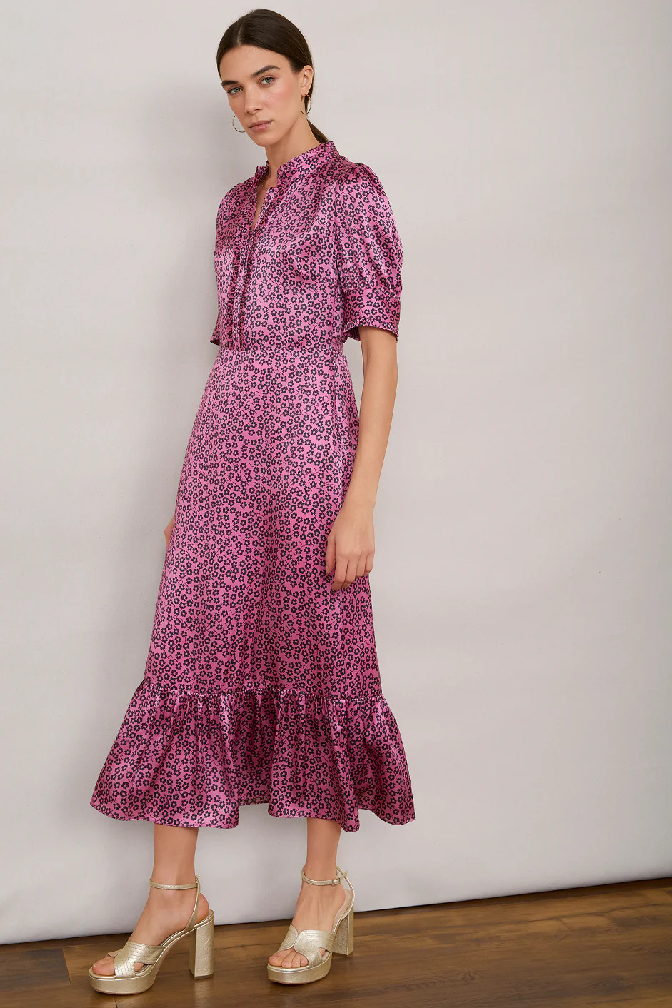 Fabienne Silk Dress - Pink Floral | WYSE London