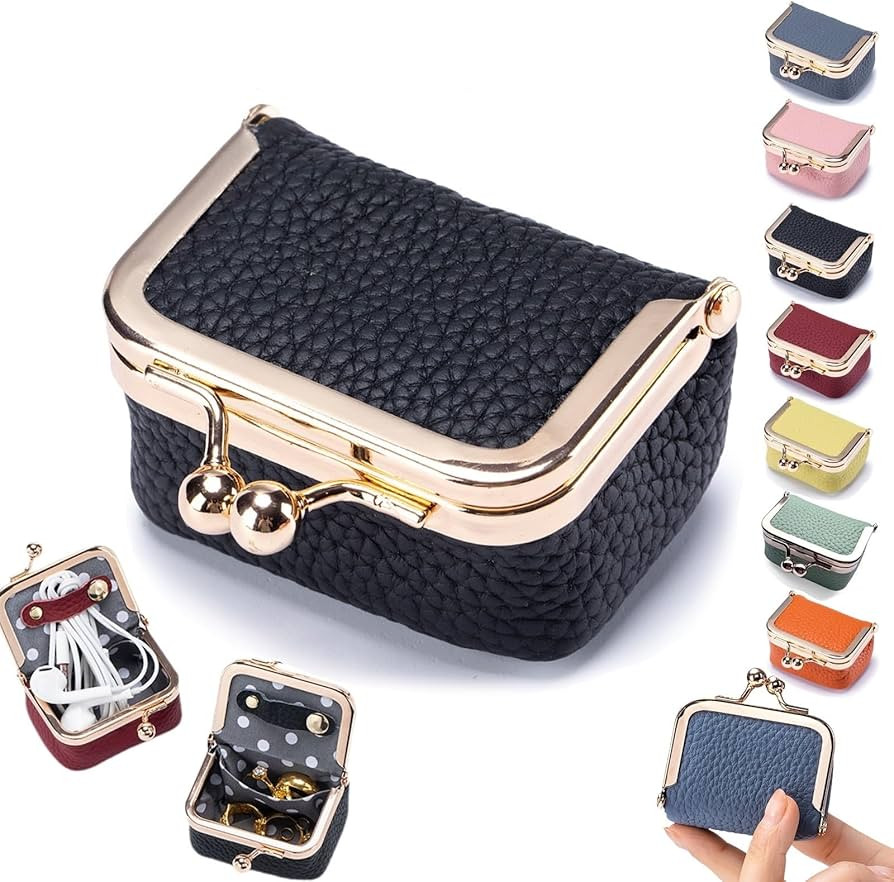 Genuine Leather Mini Jewelry Box, Portable Vintage-Inspired Genuine Leather Coin Purse Jewelry Ca... | Amazon (US)