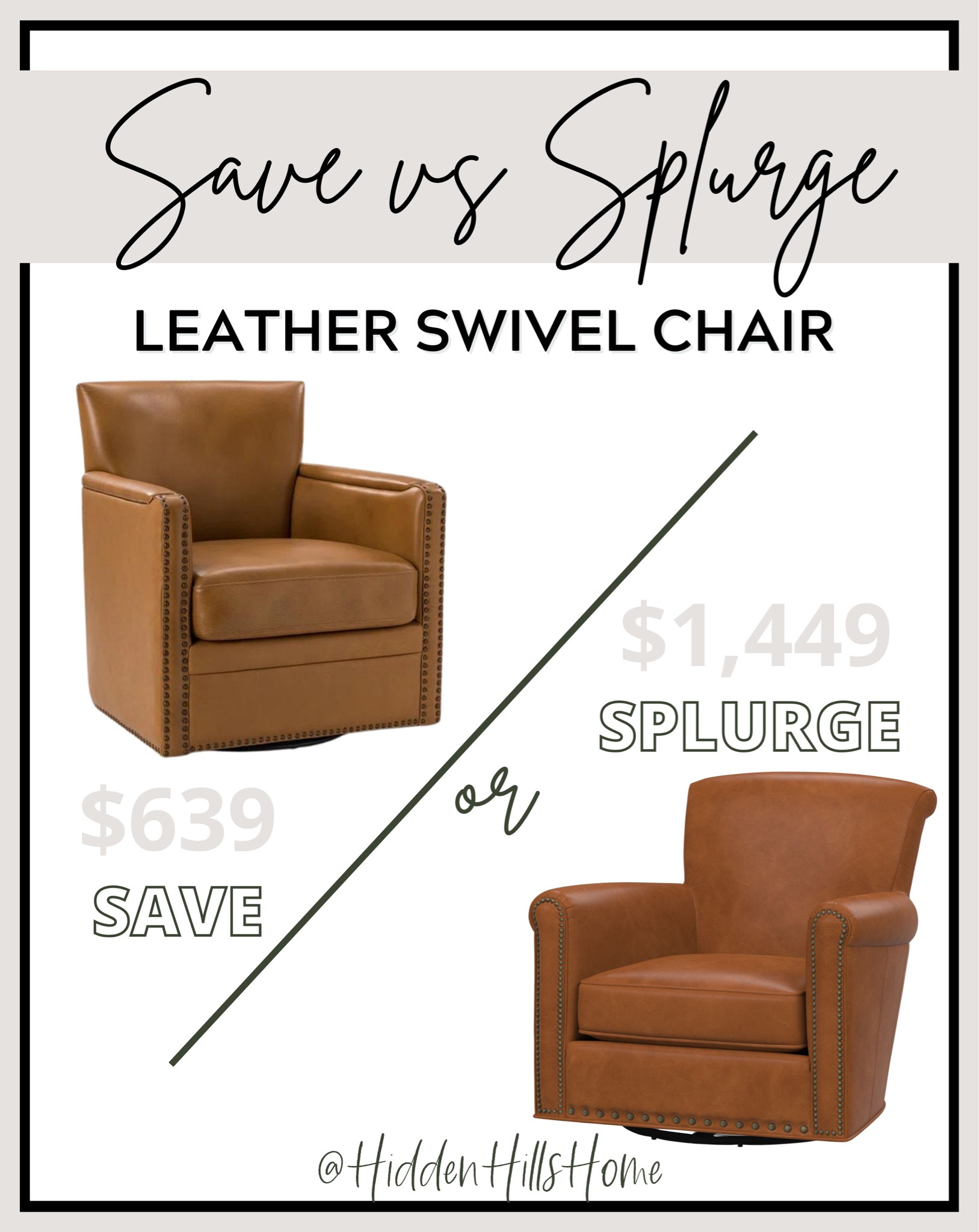 Pottery Barn Irving Roll arm leather accent swivel chair dupe, home decor dupe, save or splurge accent chair #savevssplurge 

#LTKhome #LTKstyletip #LTKsalealert