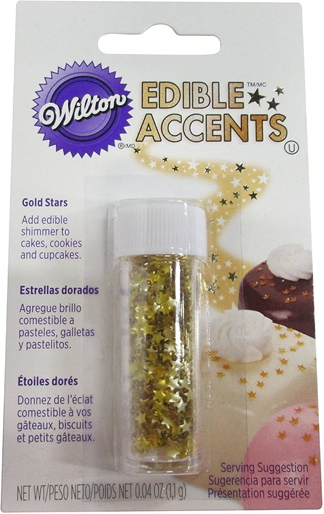 Wilton Edible Gold Glitter Star Sprinkles, Shimmering Sugar Stars for Cakes, Cupcakes, Cookies, C... | Amazon (US)