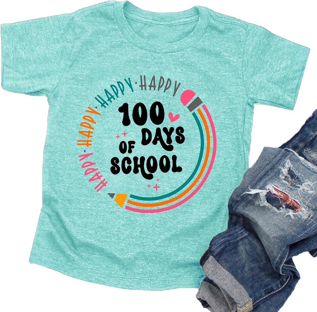100 Days of School Shirt for Kids: Toddler Boys Girls Back to School T-Shirt Kindergarten Happy G... | Amazon (US)