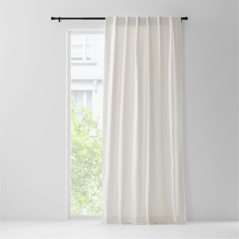 Ivory Cotton Velvet Window Curtain Panel with Lining 48"x108" + Reviews | Crate & Barrel | Crate & Barrel