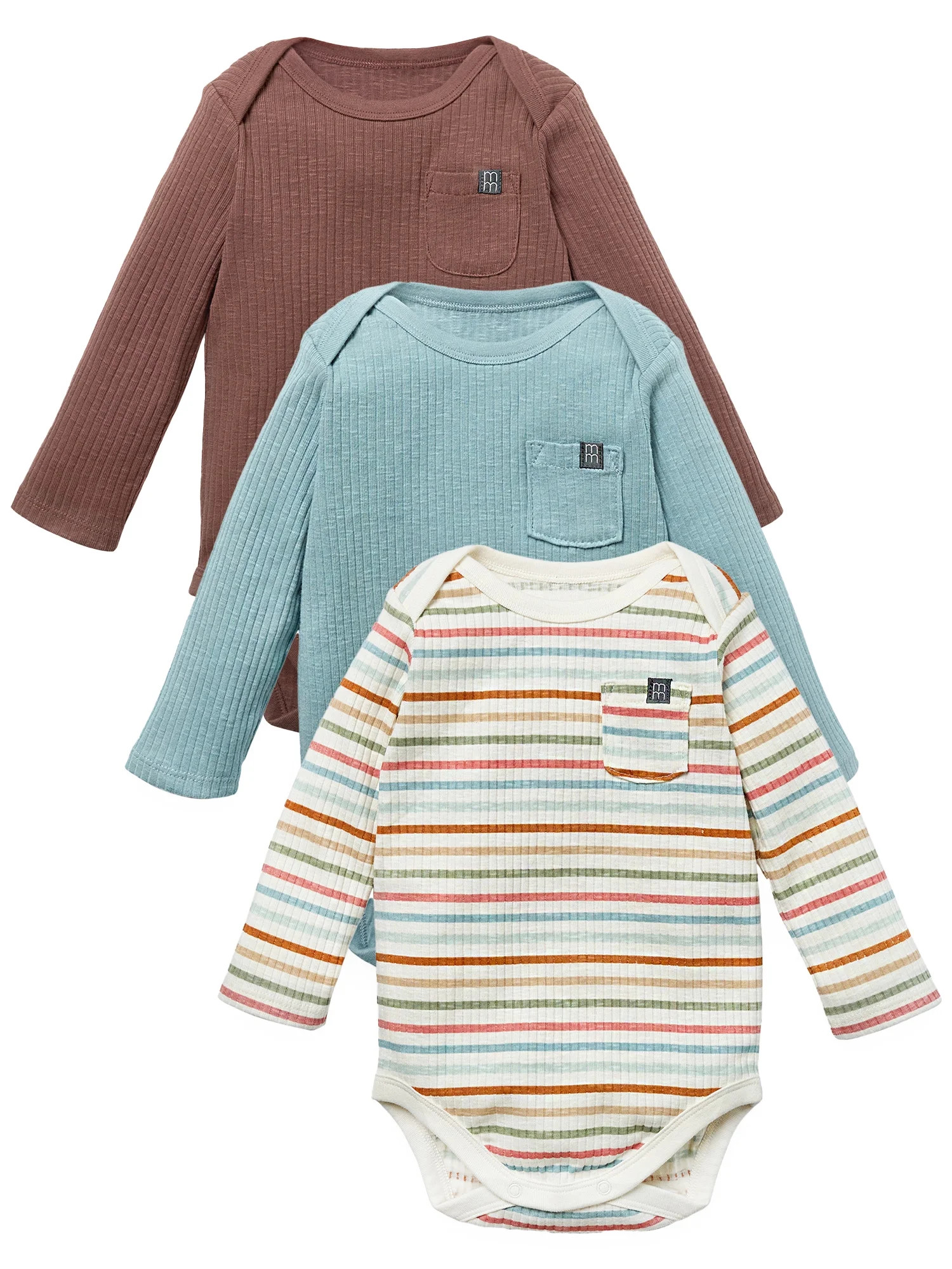 Modern Moments by Gerber Baby Neutral Organic 3-Pack Long Sleeve Bodysuits, 0/3 Months - 24 Month... | Walmart (US)