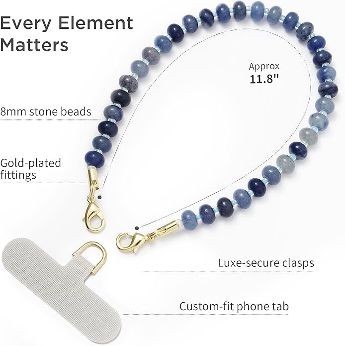 Natural Stone Phone Charm, Beaded Healing Phone Wrist Strap, Handmade Cellphone Chain Lanyard wit... | Amazon (US)