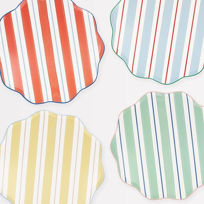 Meri Meri Preppy Stripe Dinner Plates (Pack of 8), Disposable Party Plates, Hot & Cold Food, Kids... | Amazon (US)