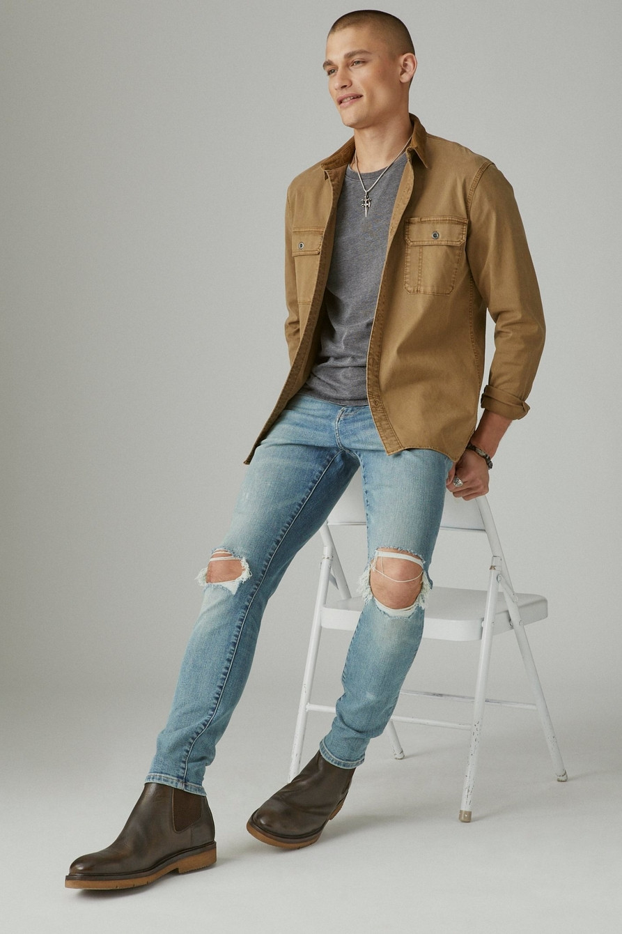 corduroy collar washed workwear long sleeve shirt | Lucky Brand