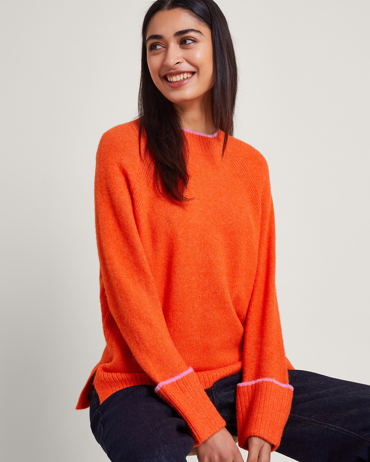 Oti Oversized Jumper Orange | Monsoon (UK)