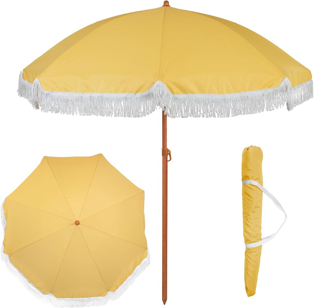 6 Ft Fringe Patio Umbrella - Outdoor Umbrellas for Patio, Pool, Table, Garden, Deck, Beach, and O... | Amazon (US)