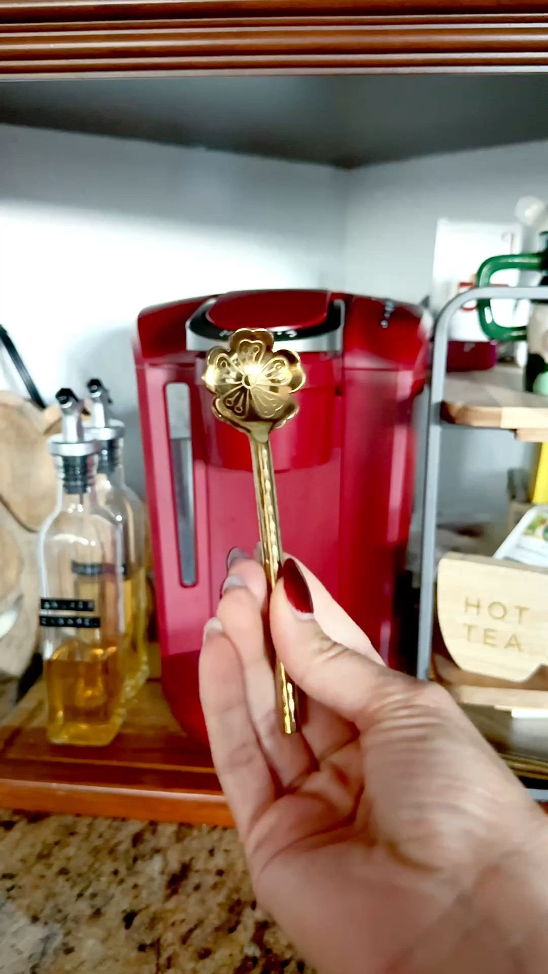 Tea corner details ✨ 

I like to change up my little tea station to match the season or holiday ☘️ 

My favorite details are the little gold floral spoons because they give four leaf clover vibes but I can easily keep them when I transition my little corner to Easter 🐣 

I made the bead garland myself and I’ll be sharing a little tutorial about how I did it if that interests you. I’ve linked some similar ones from @Etsy though 😉 

Save this for tea or coffee bar inspo, follow (& subscribe) for more, & find more like this in my Home & Seasonal collections 🤍

coffee station • tea station • coffee bar • tea bar • coffee corner • tea corner • spring coffe station • spring tea station • spring home decor • spring decorations • St. Patrick’s decor • St. Patrick’s decorations • St. Patrick’s home decor

#LTKSeasonal #LTKHome #LTKspring