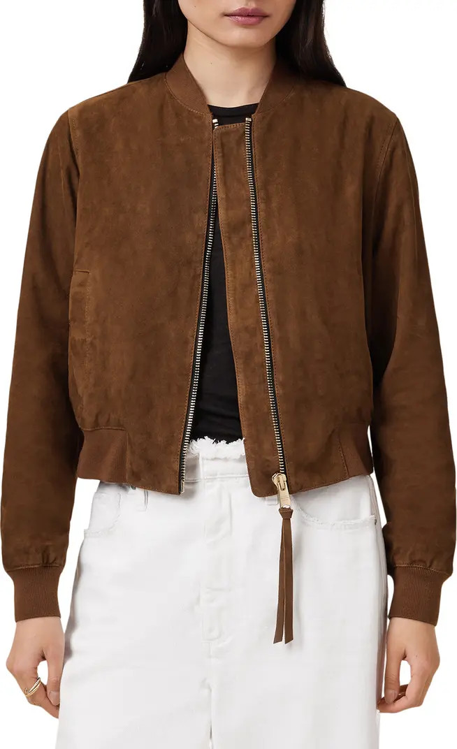 AllSaints Orten Suede Bomber Jacket | Nordstrom | Nordstrom